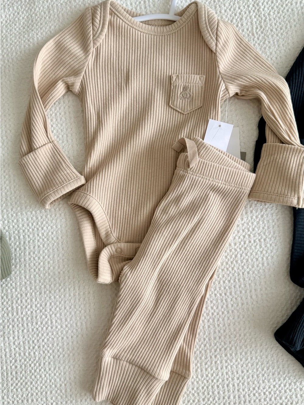 Baby GAP Unisex Beige Ribbed Bodysuit Leggings Set